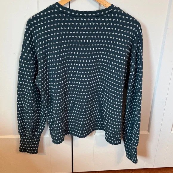 Madewell Dark Teal Patterned Crew Neck Sweater - Picture 4 of 5